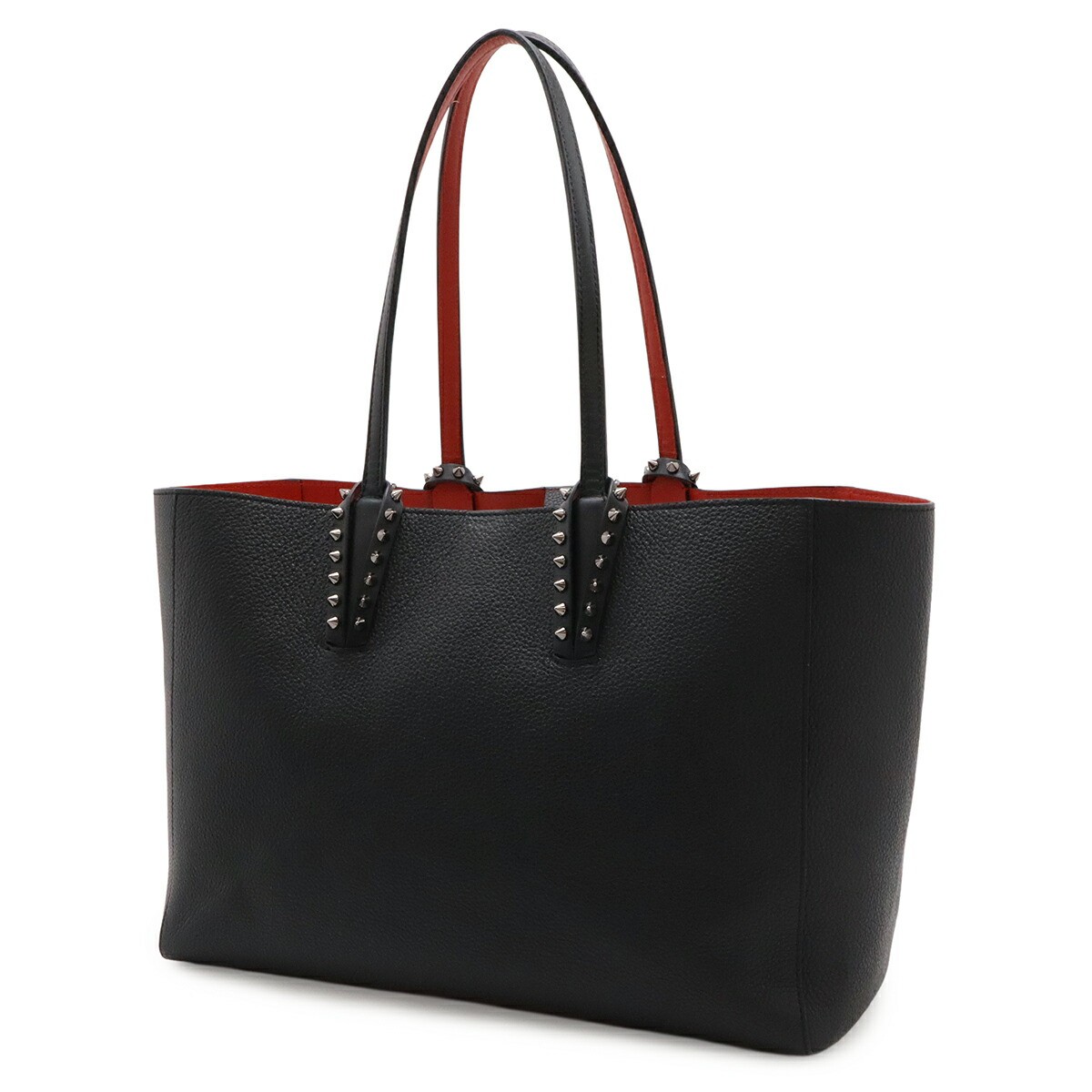 Christian Louboutin Cabata Small Black Leather Studded Tote Bag w/ Pouch Spain
