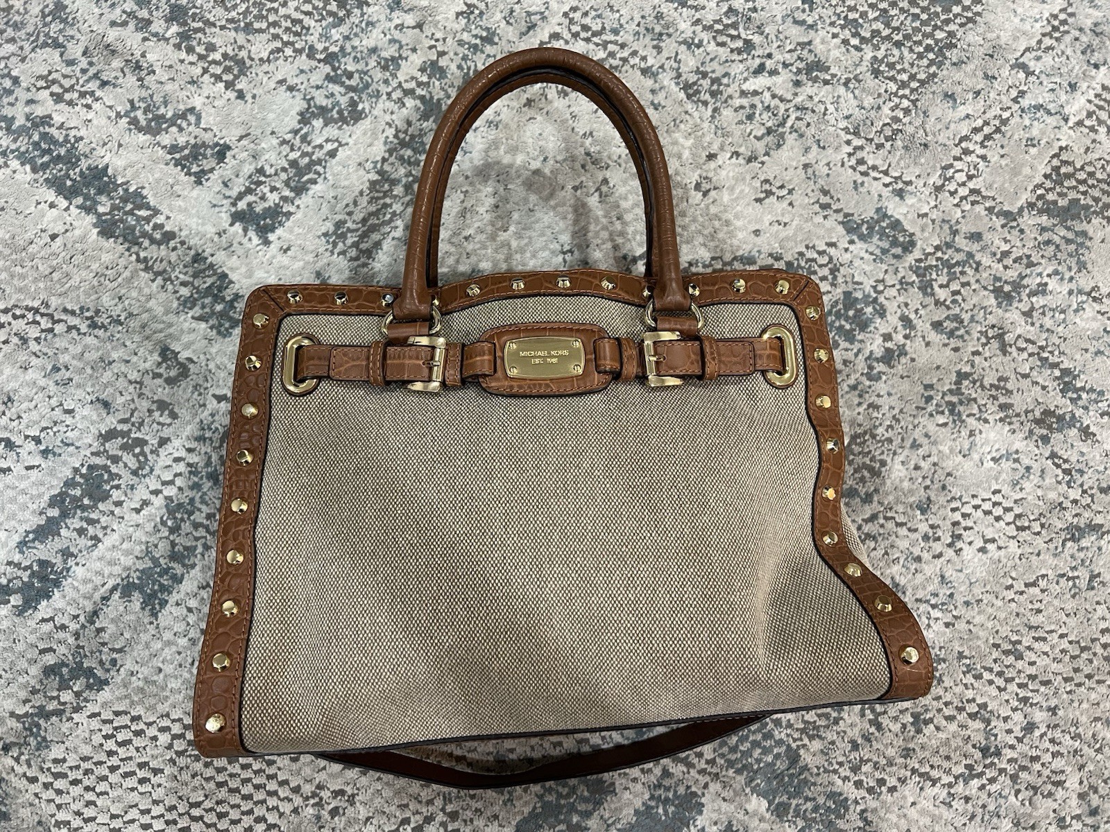 Used Michael Kors Hamilton Studded Canvas Bag