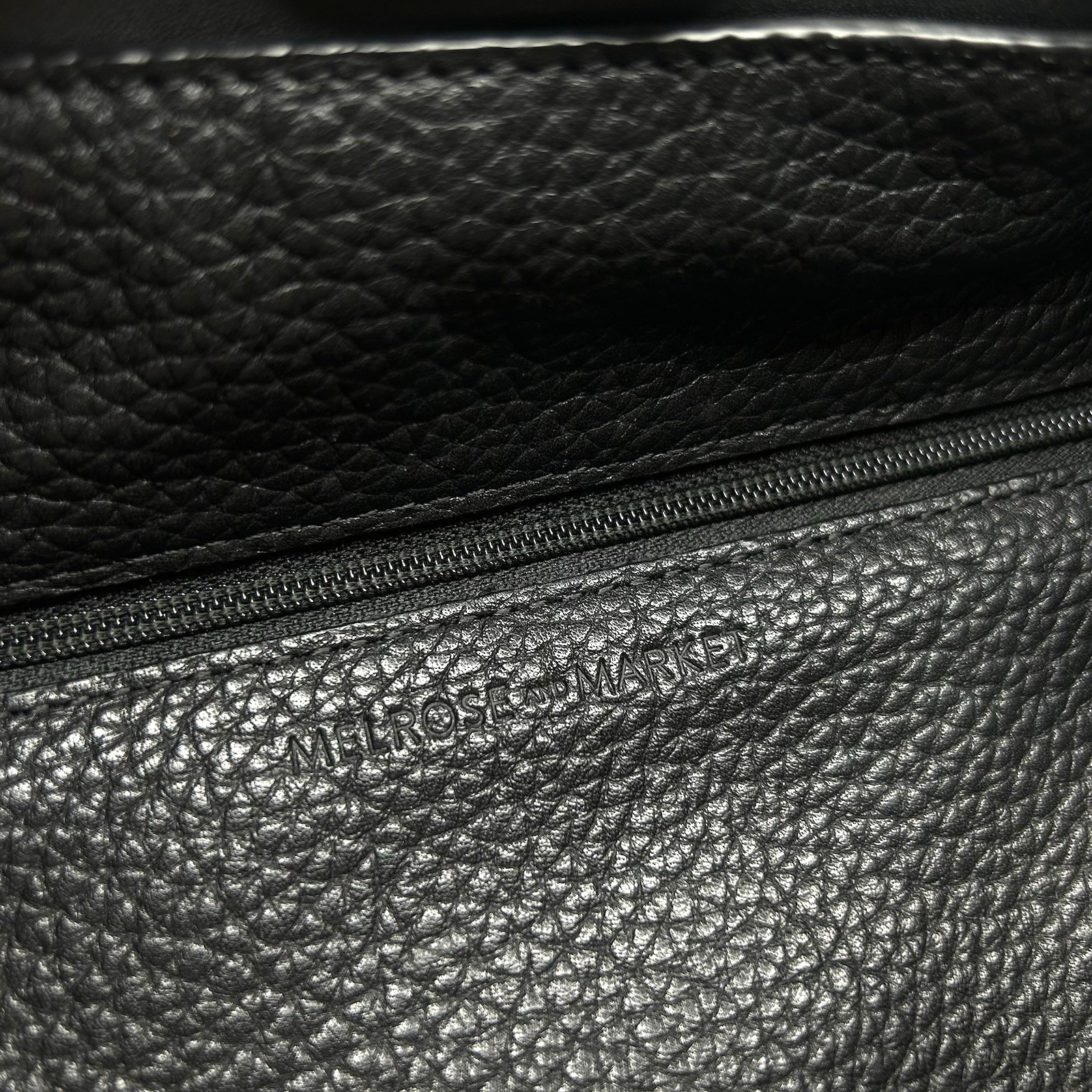 Melrose & Market Audrey Pebbled Leather Convertible Tote Bag Black EUC