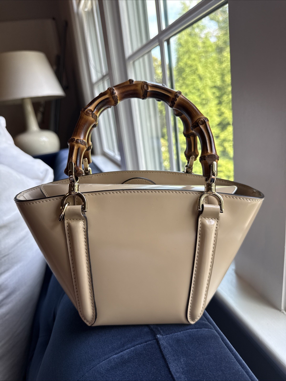 Women’s Purse GUCCI Spice Lux Bamboo Basket Bag Sand Storm NO LONG STRAP
