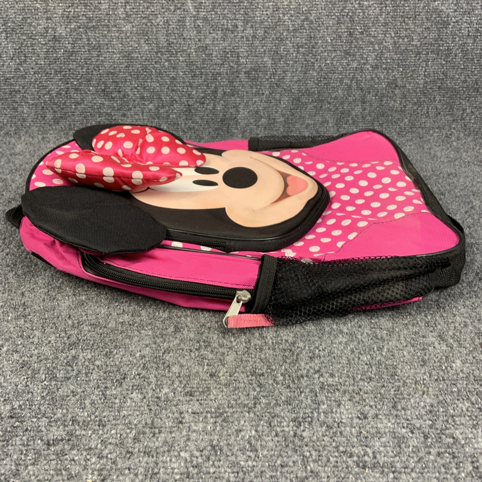 Disney Fast Forward Minnie Mouse 3D Zippered 16″ Backpack Bag Pink Sparkle