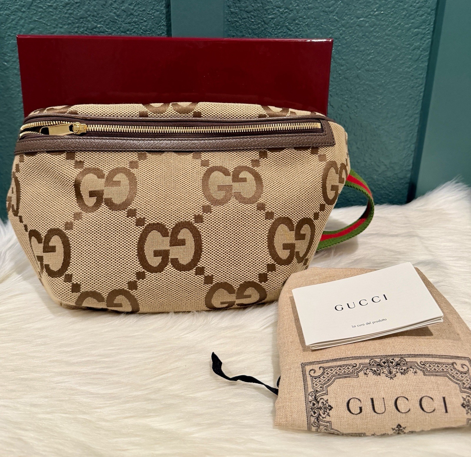 NEW Gucci Jumbo GG Monogram Belt Bag
