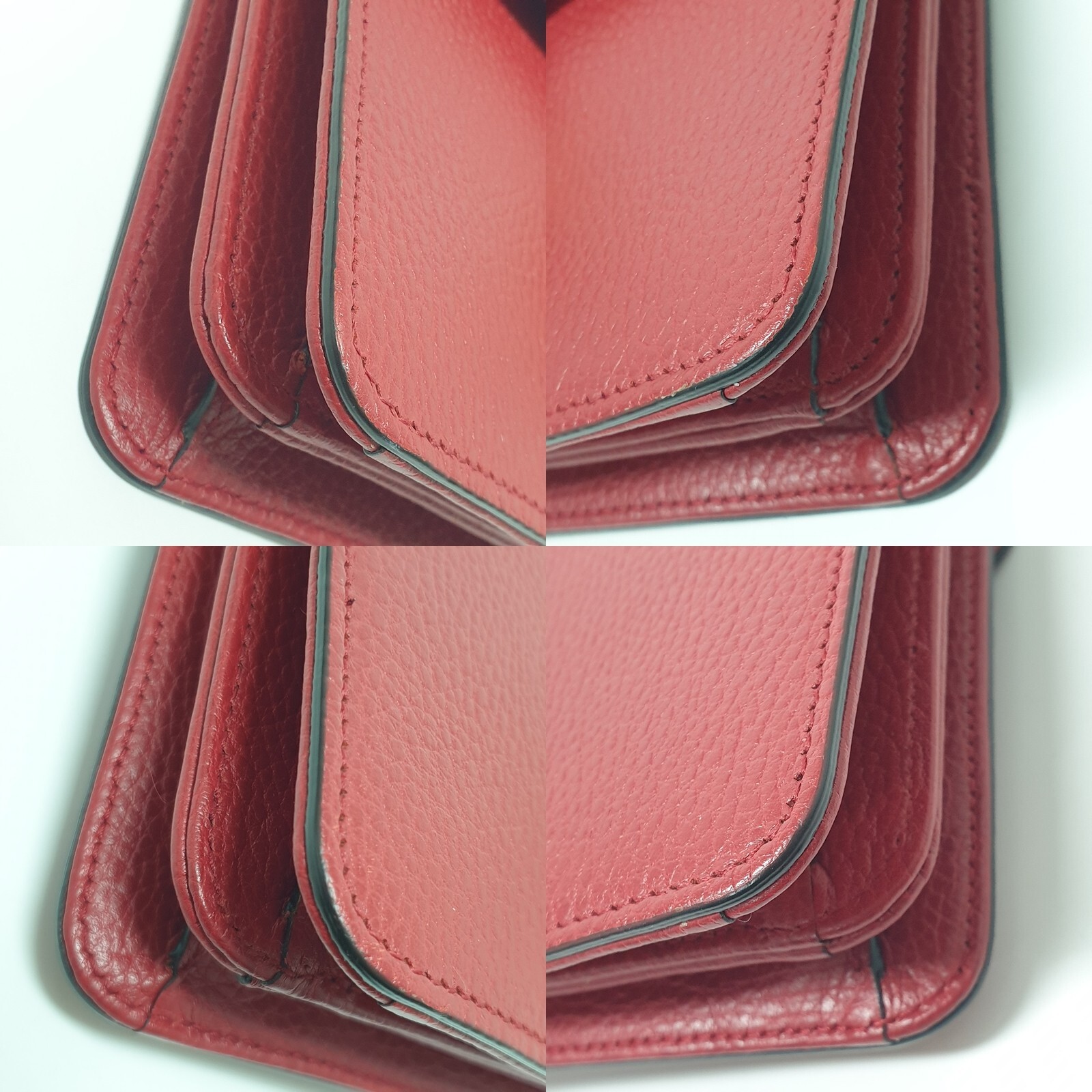 NO TARIFF GUCCI Interlocking 510304 Chain Shoulder Red leather Guaranteed CGA010