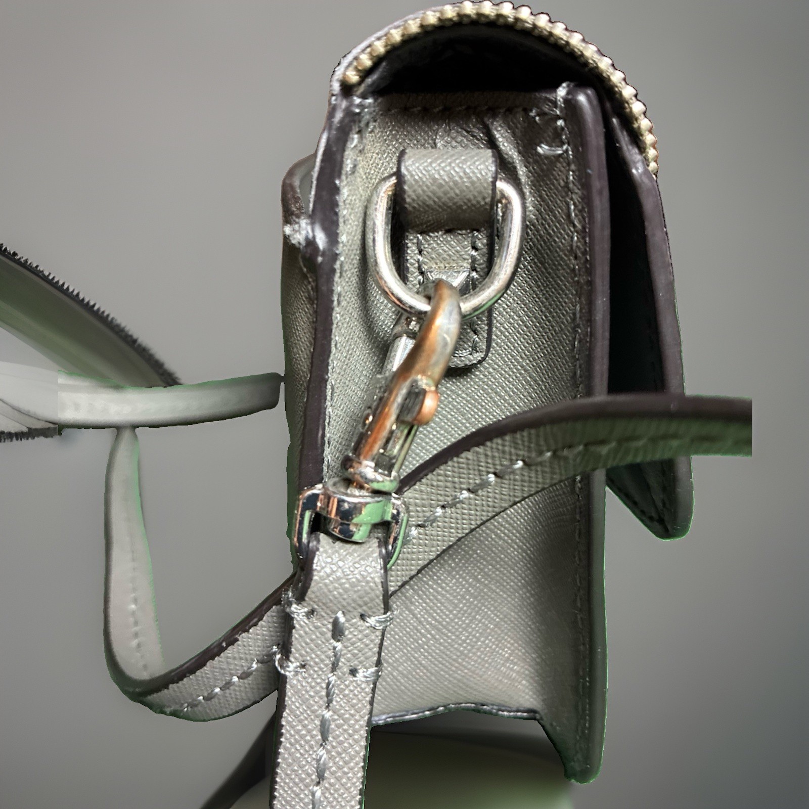 Rebecca Minkoff Avery Envelope Crossbody Bag Metallic Silver Gray Leather Purse