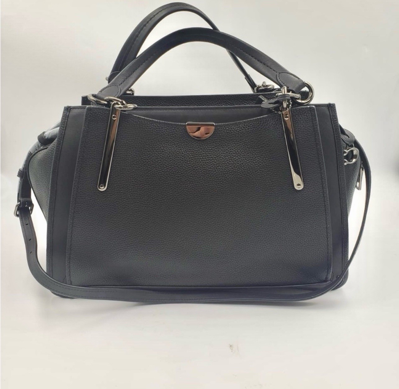 Coach Dreamer 36 Black Pebbled Leather Satchel w/Gunmetal Hardware