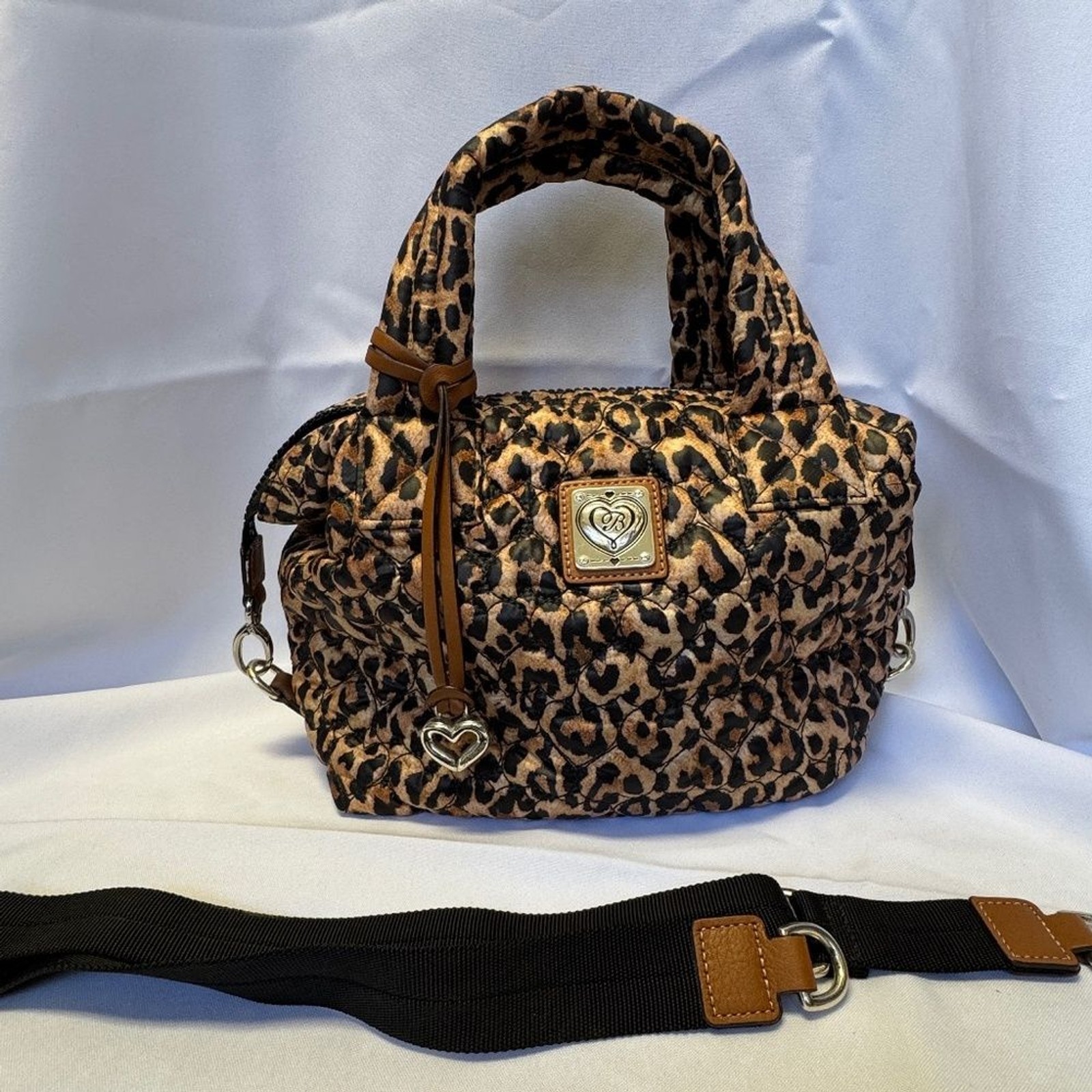 Brighton Kayden Catwalk Heart to Heart Leopard Quilted Crossbody Handbag