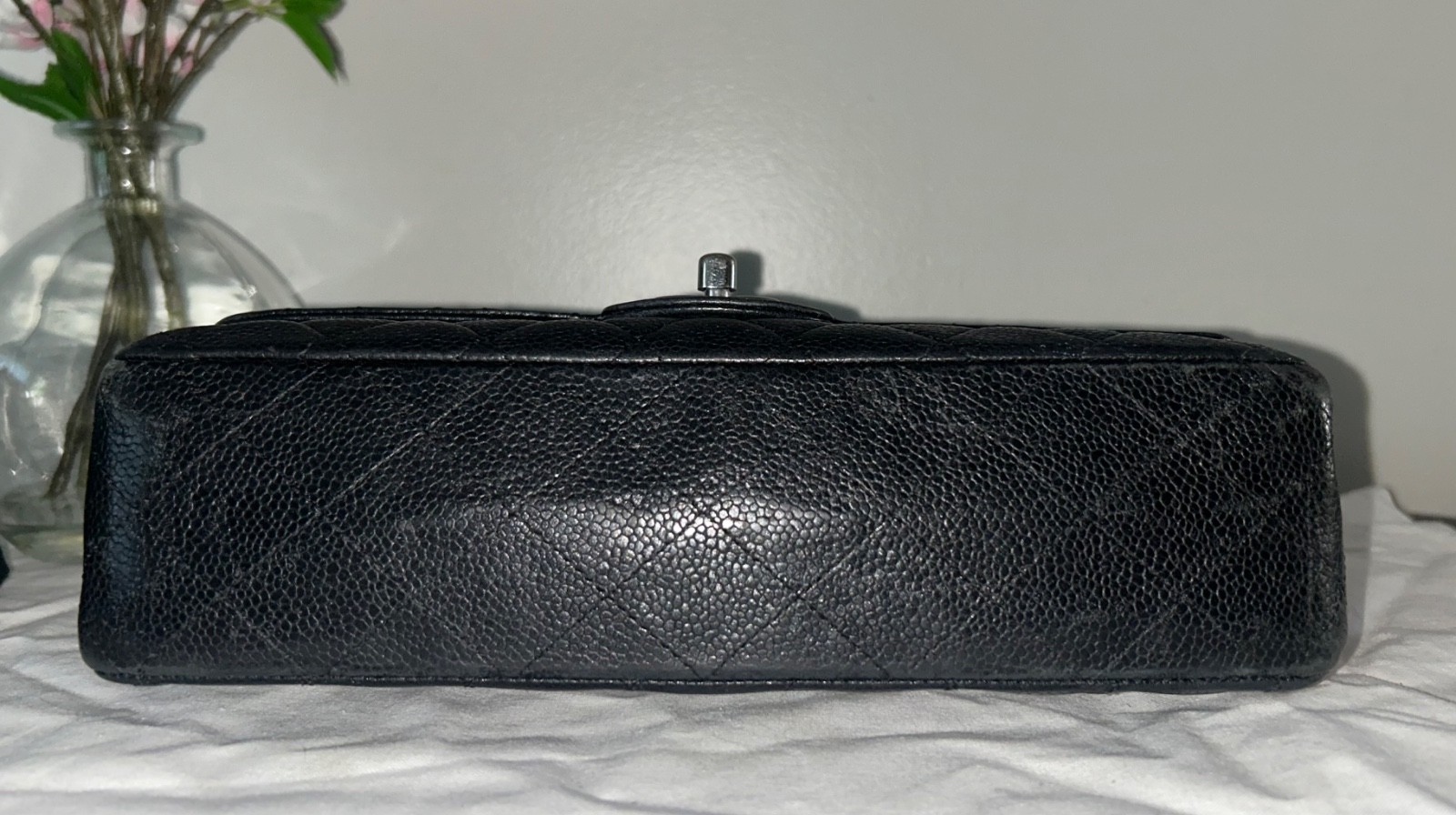 CHANEL Medium Classic Double Flap Caviar Quilted Handbag Black