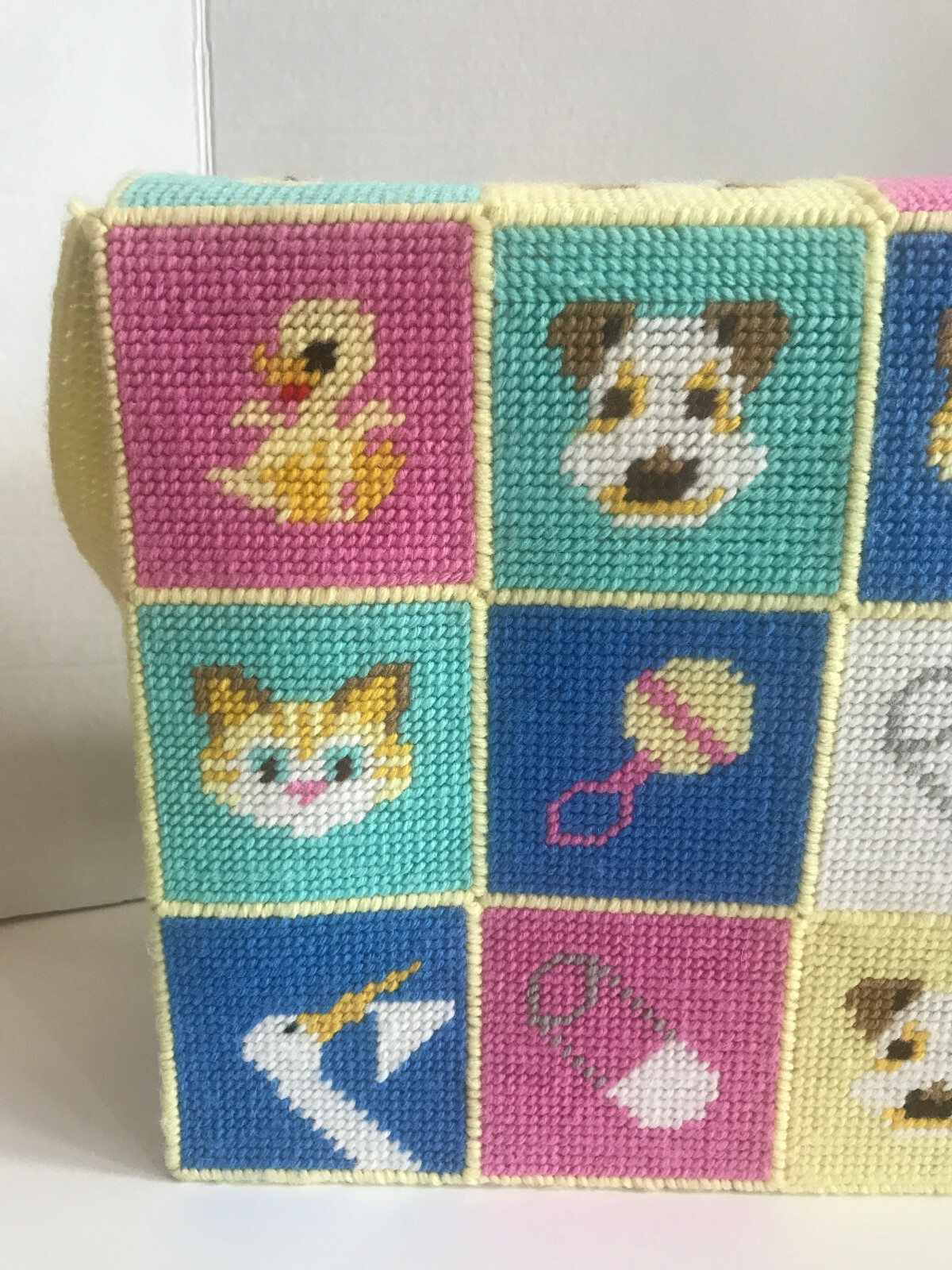 Specially Hand Made By Jane Tote Baby Bag Cross Stitch Plastic Canvas Handmade