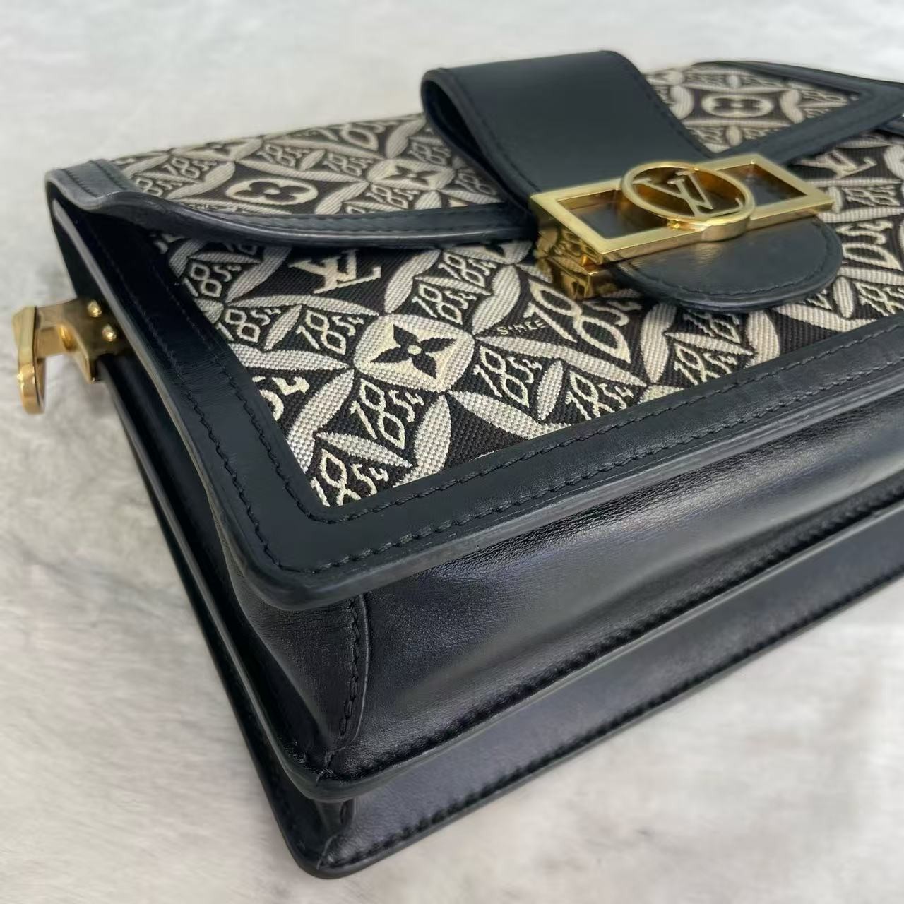 Louis Vuitton Dauphine MM Since 1854 Jacquard Canvas Flap Crossbody Bag Black