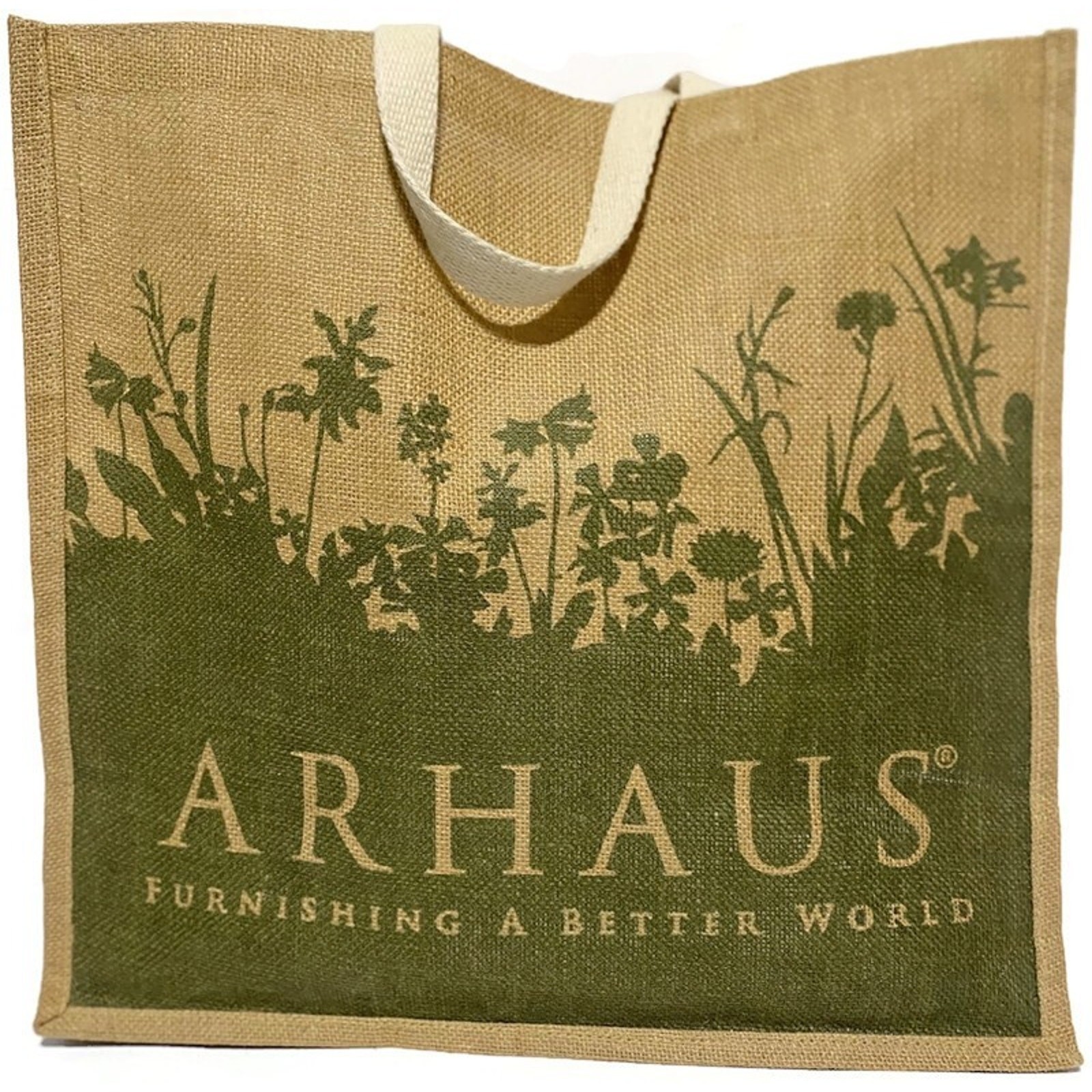 Aurhaus Large Jute Tote Bag Reusable Natural Brown Shopping Bag 17.5x18x9 Inches
