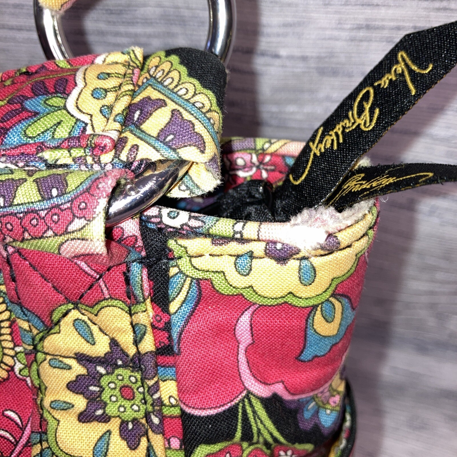 Vera Bradley Symphony In Hue Stephanie Purse Handbag Pleated Black Pink Paisley