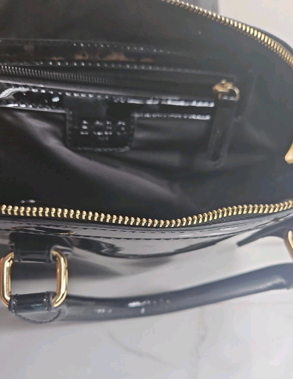 Bcbg Paris Sheen Black Satchel Top Double Handle Purse 12x8x5