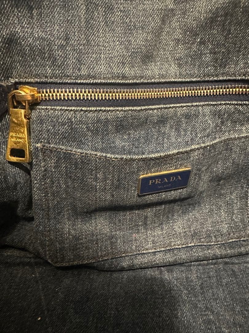 PRADA CANAPA Denim Tote Bag Medium Size Height 21.5cm Width 34.5cm Depth 21cm