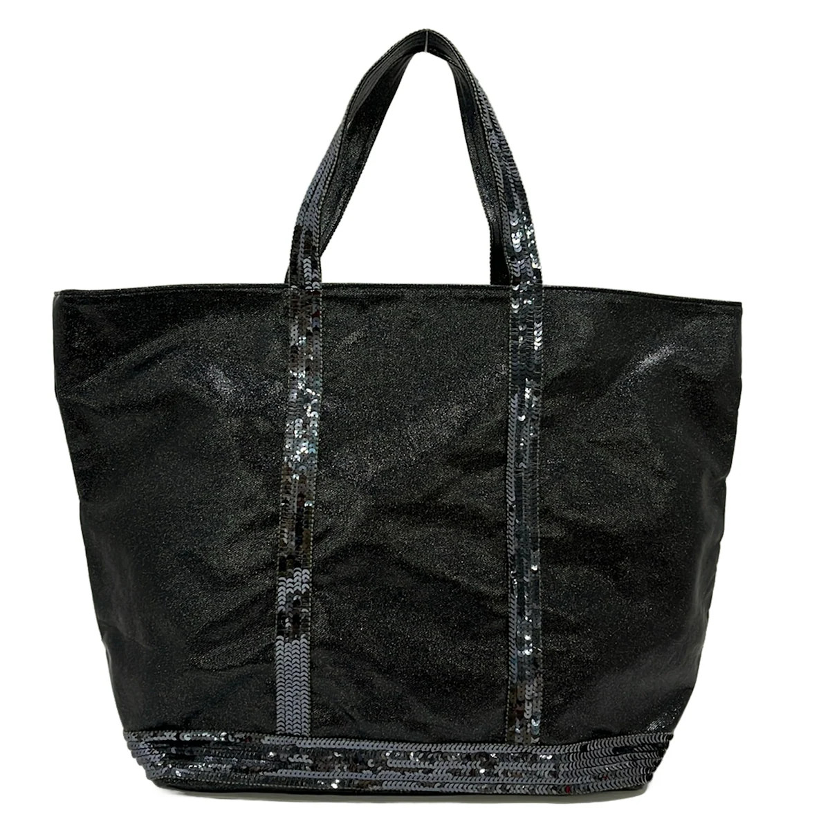 vanessa bruno Black Coated Canvas Sequins Tote Bag