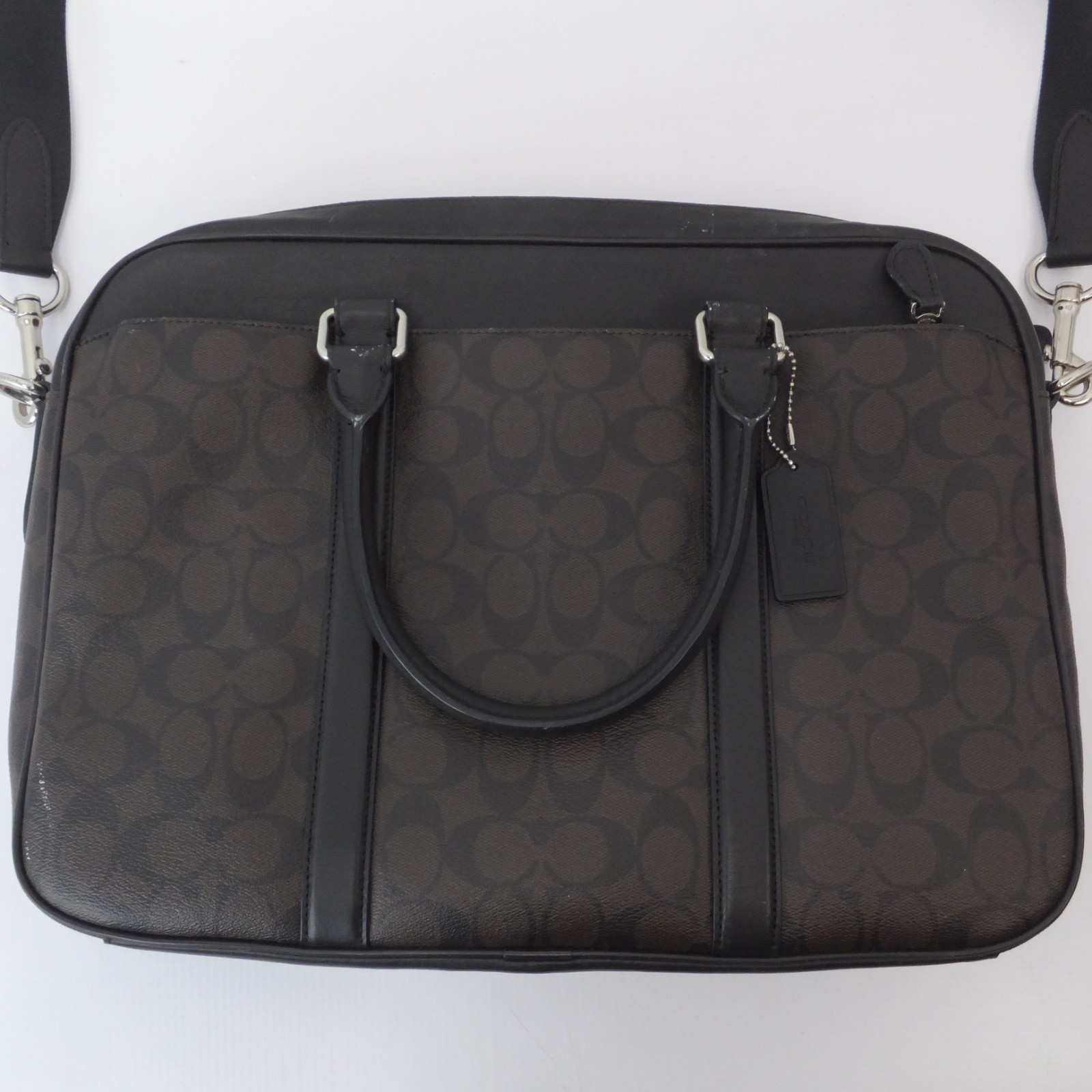 Coach Crossbody computer bag with Classic Brown Logo Leather Trim 15″ Lap Top