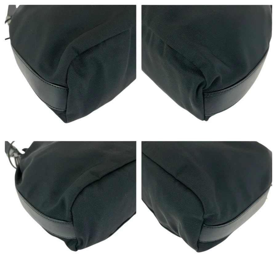 Gucci Black Gunmetal Hardware Nylon/Leather 001 3707 Shoulder Bag Pochette Ladie