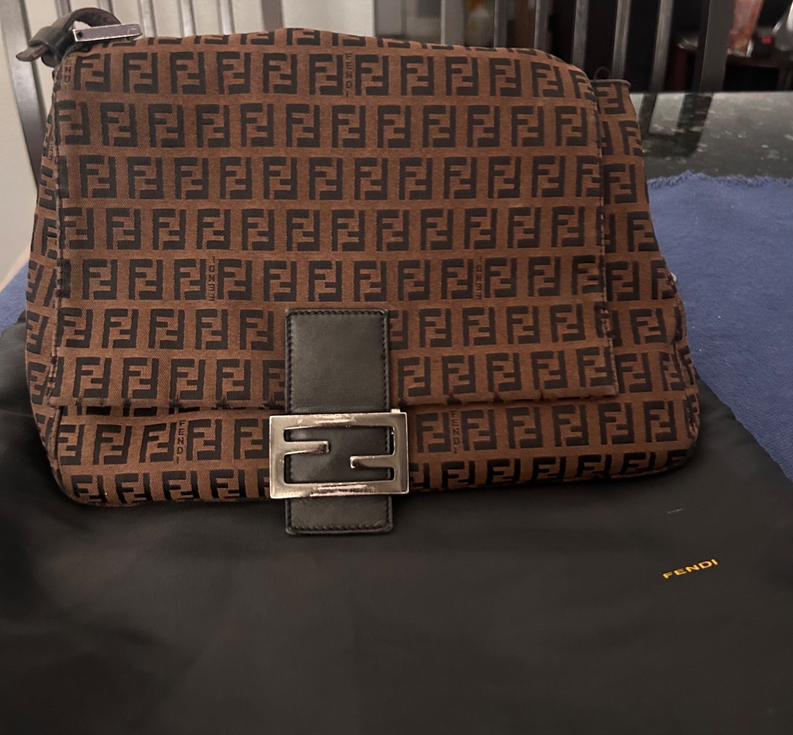 Authentic FENDI Vintage Brown Mama Baguette Shoulder Bag