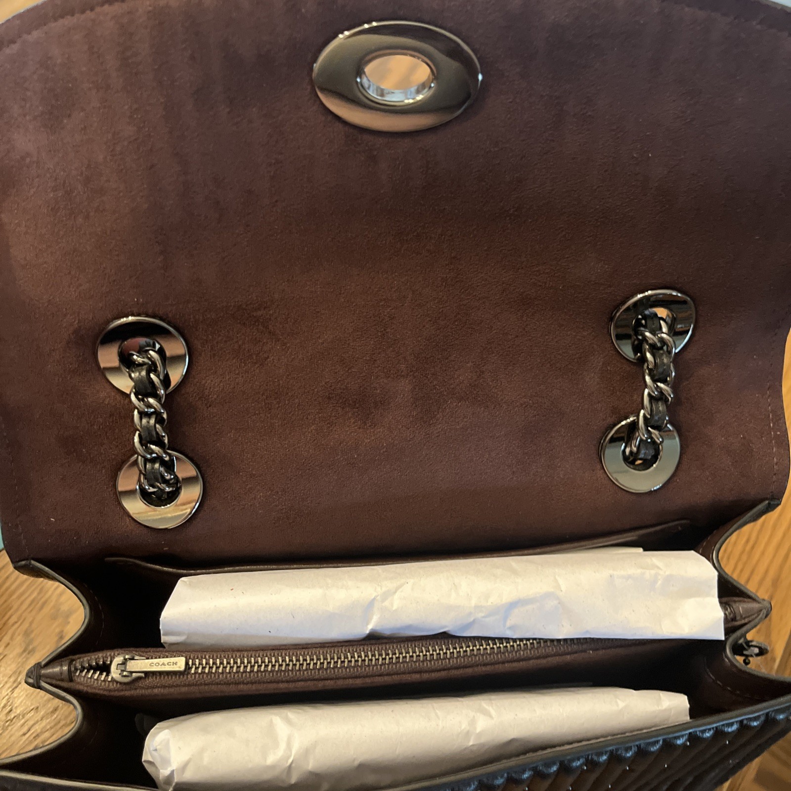 NEWCoach Parker Shoulder Bag w/ Vertical Quilting, Is/Black Leather Ret $495