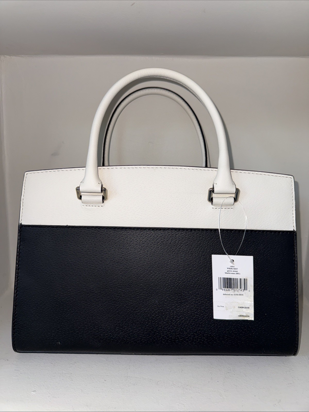 NEW KATE SPADE Grove Street Caley Satchel WKRU4257 Black And White Free Ship