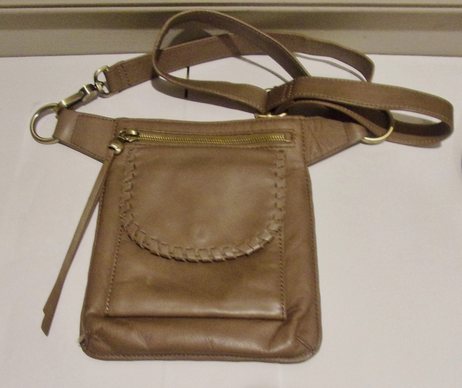 Hobo International Taupe Brown Genuine leather , Whip Stitch Trim Belt Bag