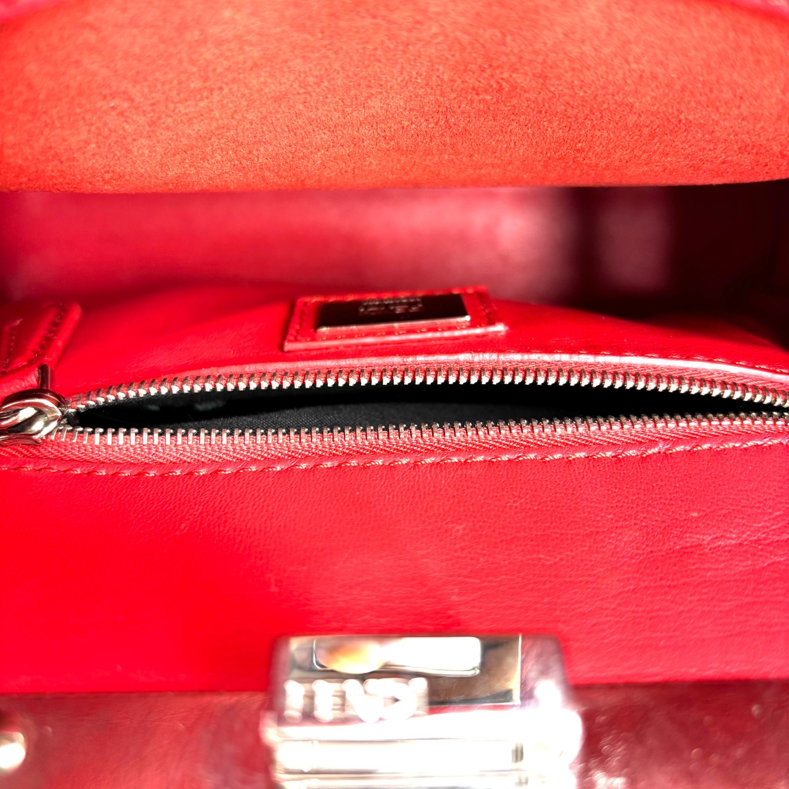 FENDI Mini Peekaboo Iconic Whipstitch Fiamma Leather Satchel / j11865