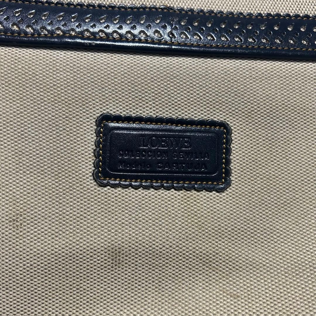 LOEWE Anagram Shoulder Bag Leather Black 25x30cm Adjustable Strap Light Wear