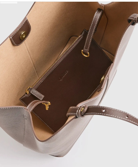 NWT QUINCE ITALIAN LEATHER TRAPEZE TOTE DARK BROWN MSRP $178 BAG HANDBAG PURSE