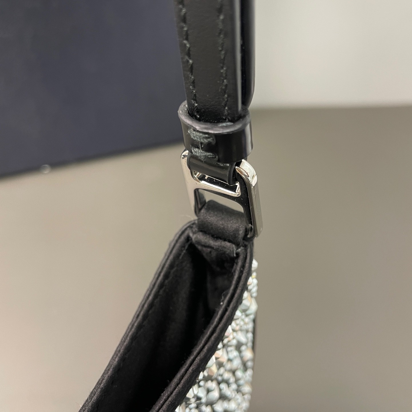 Prada Pre-Owned Authentic Underarm Bag Black Crystal Free Tracked Shipping