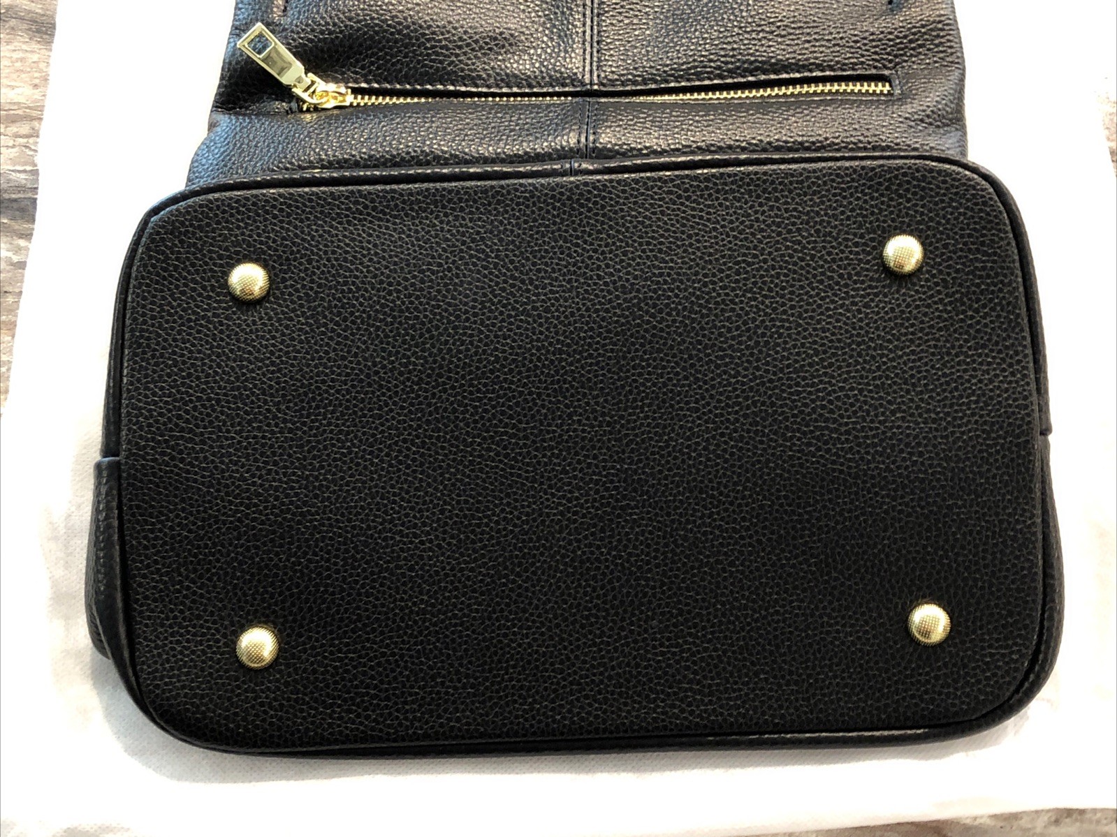 Kattee New Black Imported Leather Purse Handbag Dust Cover Bag Gold Played Zip