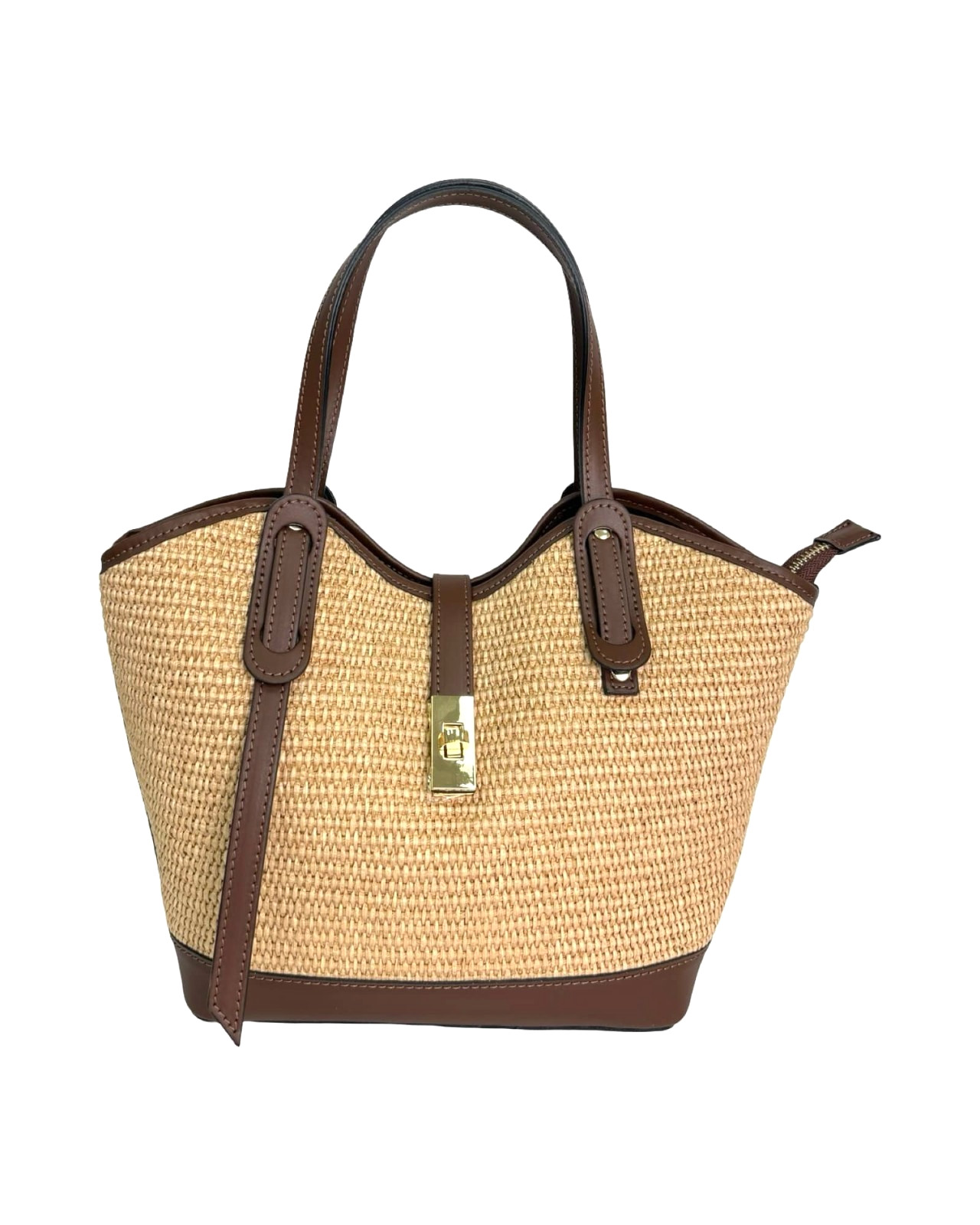 ITALIAN NATURAL RAFFIA & LEATHER TRENDY HANDBAG BAG PURSE – MADE IN ITALY