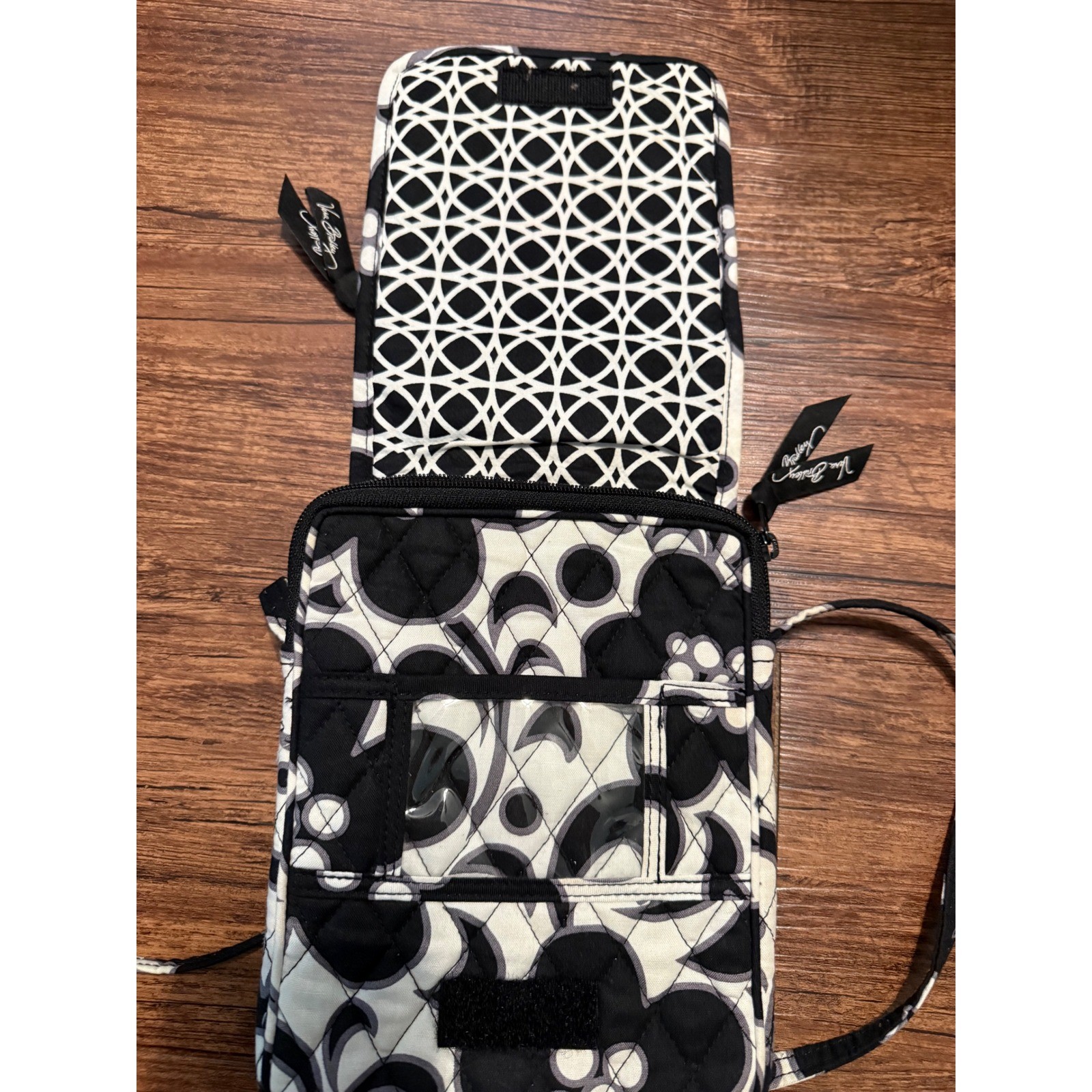 Vera Bradley Vintage Night and Day Quilted Crossbody Bag Black White 90s Print