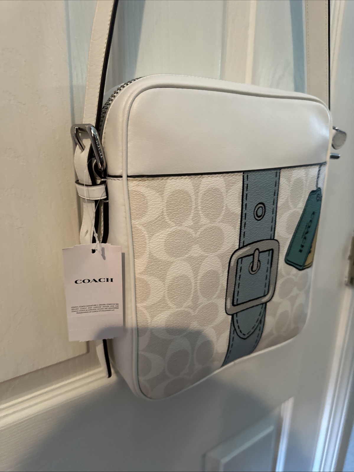 Coach (CH200) Unisex Hudson 21 Medium Chalk L’oeil Print Coated Canvas Handbag