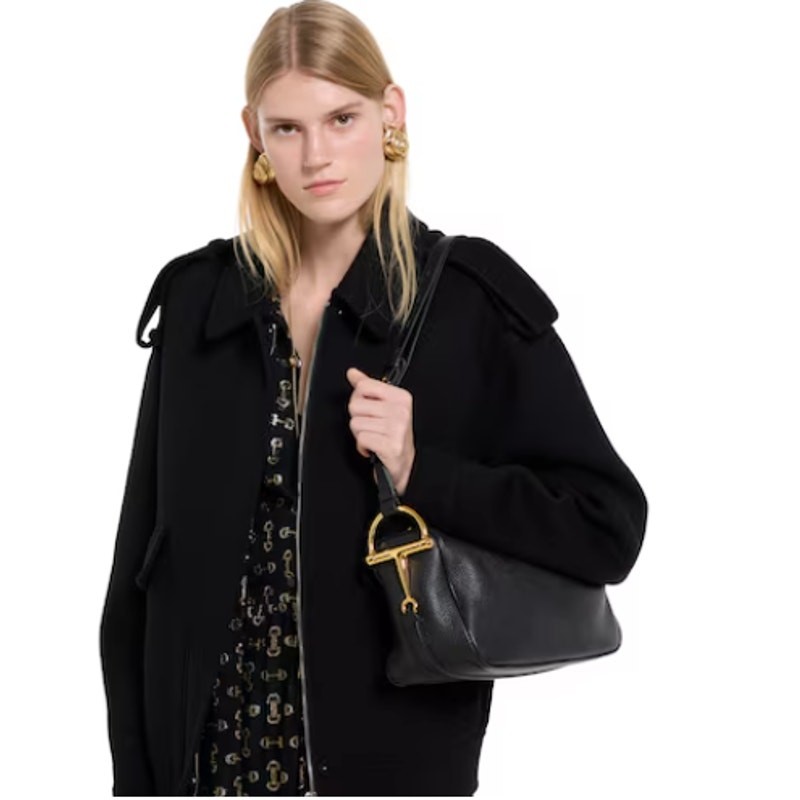 NEW GUCCI $2900 HALF HORSEBIT MEDIUM BLACK LEATHER SHOULDER BAG PURSE AUTHENTIC!
