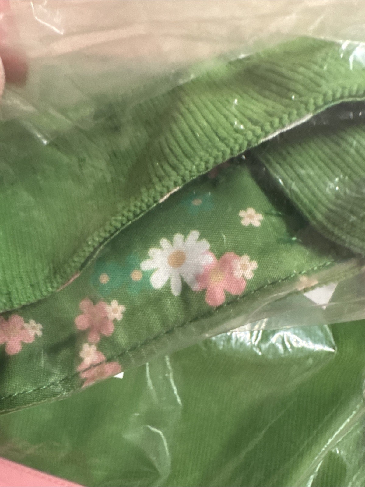 Marc Jacobs Daisy Wild Tote Bag Green Corduroy & Floral Liner Reversible Big NWT