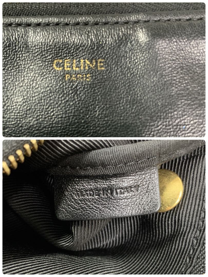 Celine Trio Black Shoulder Bag Crossbody Satchel Japan 074161