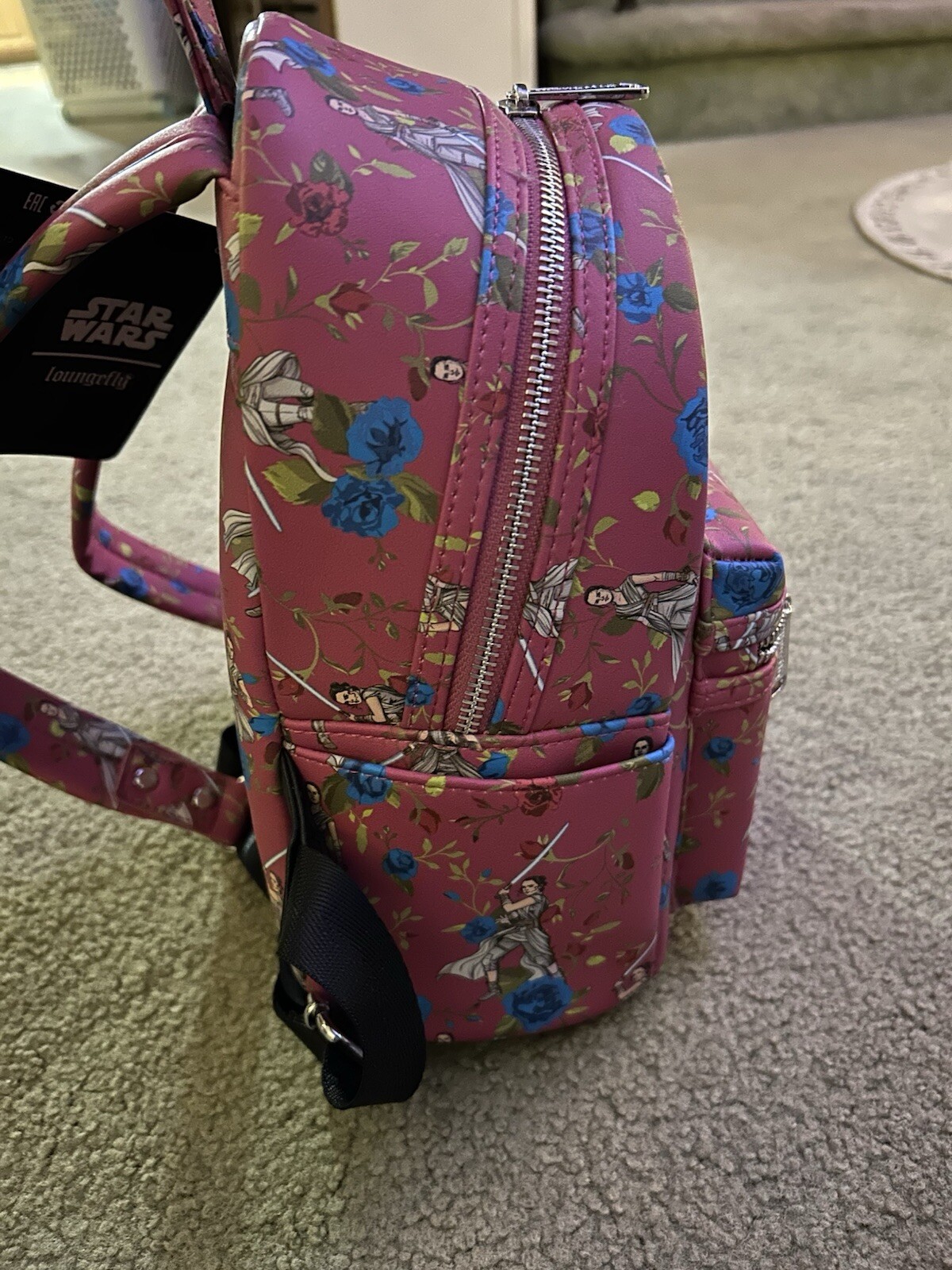 Loungefly Disney Star Wars Rey Floral Mini Backpack Kylo Interior NWT