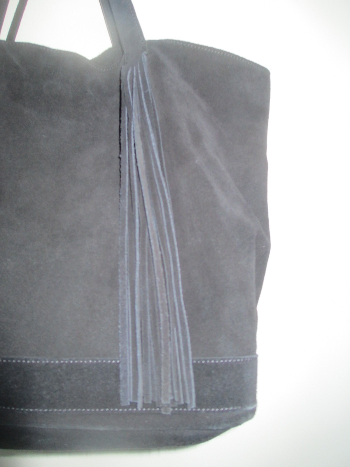 VANESSA BRUNO Black Suede Medium Sized Tote with Fringe EUC