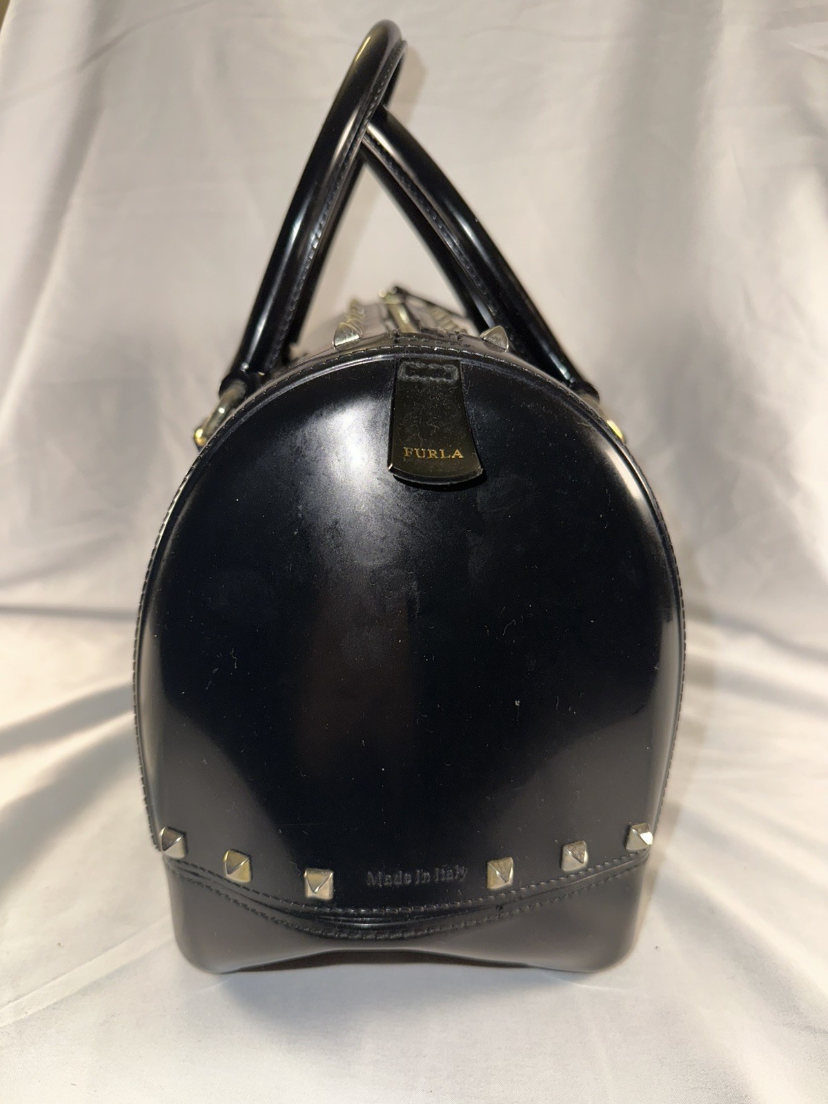 FURLA Candy Bag Handbag BLACK Preowned
