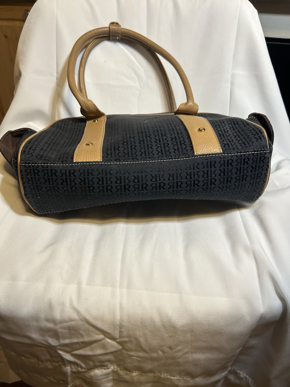 Vintage RR Pedro Rogado Monogram Mini Bowler Bag Black Leather Trim Spain