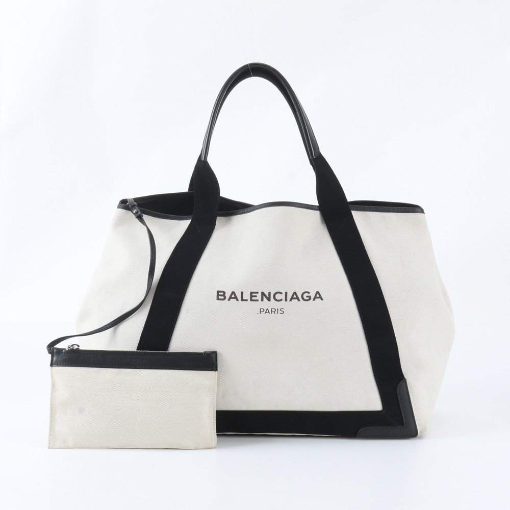 Balenciaga Cabas Shoulder Bag Canvas Navy EG39-5