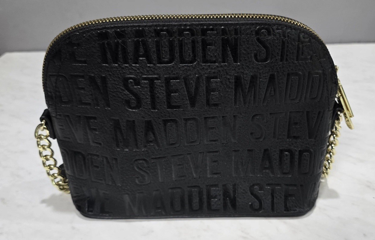 Steve Madden | BMaggie Logo Embossed Textured Crossbody Bag Gold Faux Leather