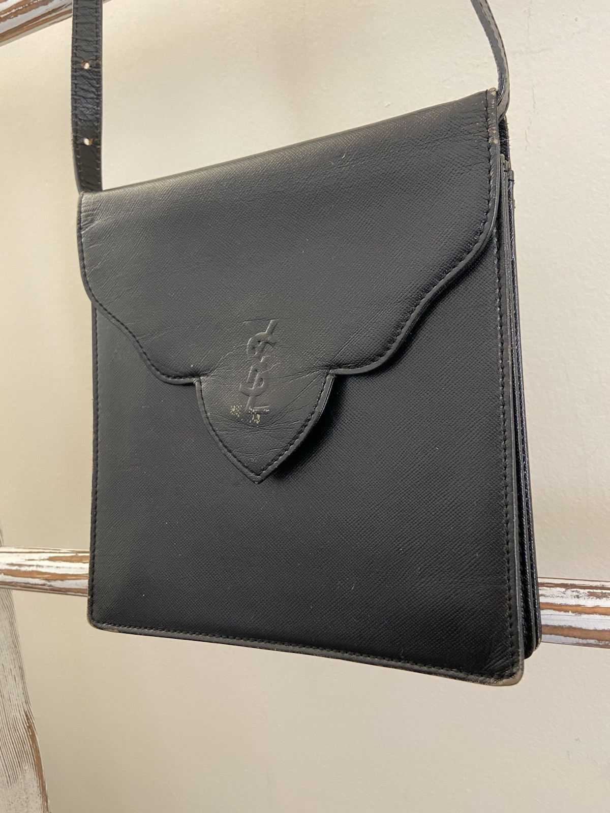 Yves Saint Laurent Cassandra Black Saffiano Crossbody Shoulder Bag, Fair Condo