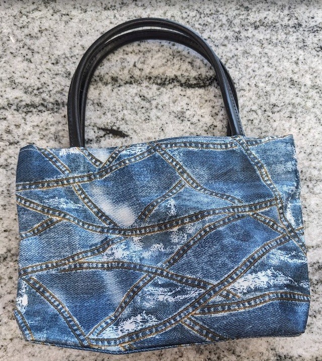 Vintage Patchwork Denim Print Nylon/Fabric Purse FREE SHIPPING