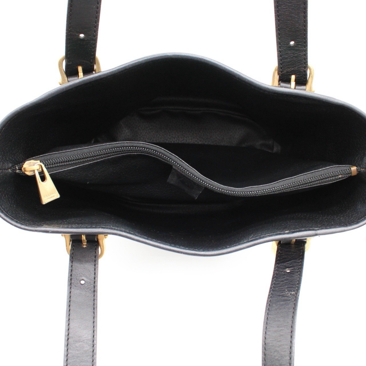 CELINE Macadam MC98 Black PVC Leather Tote Bag Handbag Gold Hardware Vintage