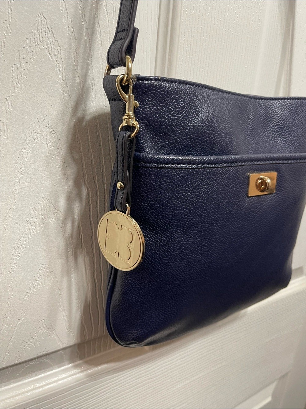Liz Claiborne Navy Blue Leather Crossbody Bag