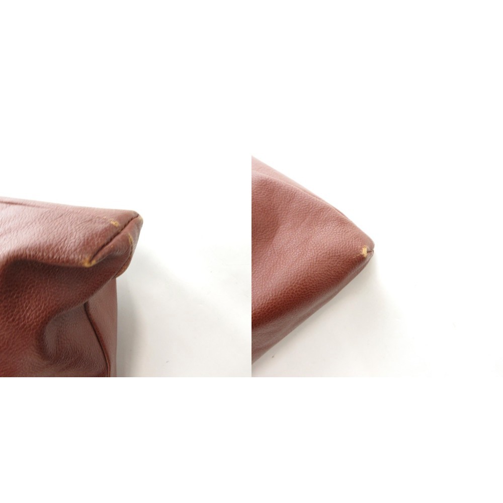 Doubles Leather Tote Bag Brown Women’s Handbag 14x20in Vintage B Condition