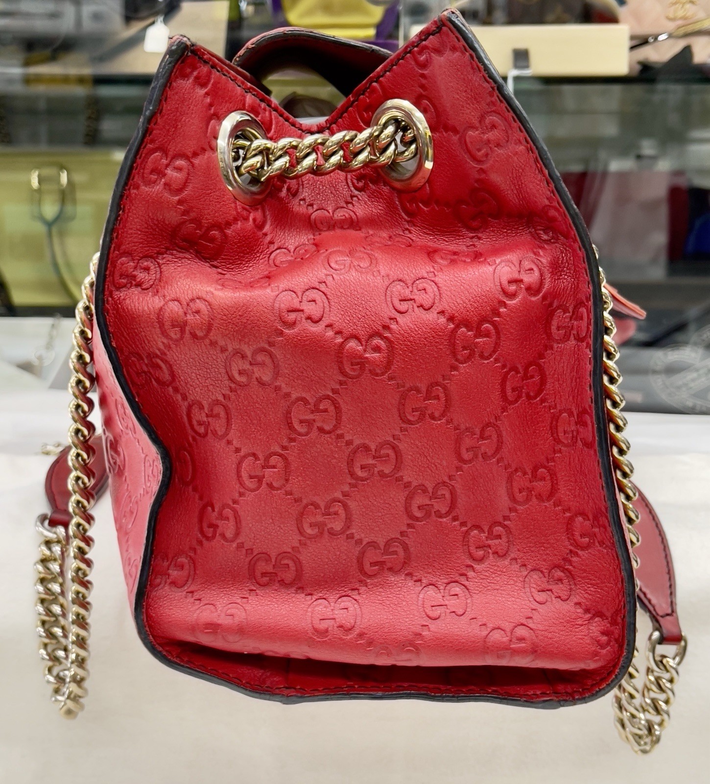 GUCCI Emily Chain Shoulder Bag Red Leather Bag 295403