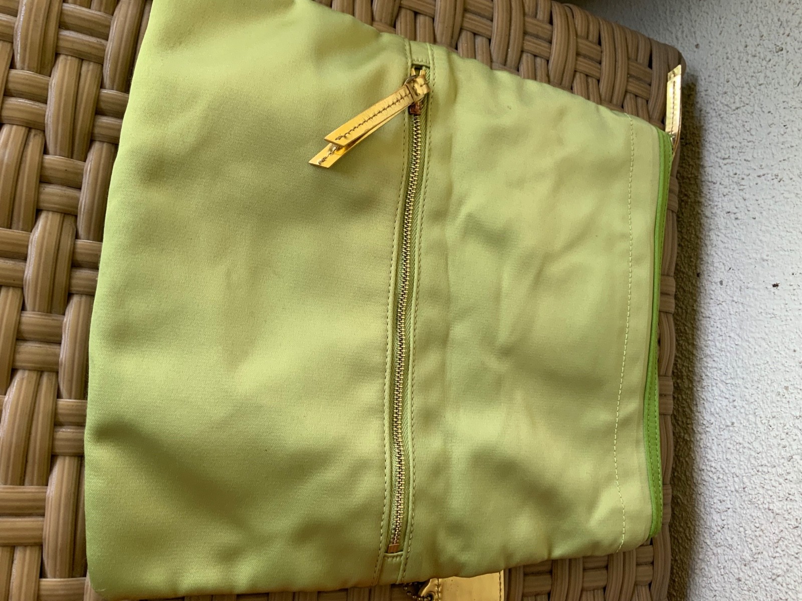 Coach 2008 Amanda Satin Green Fold over Clutch Flap Bag AS IS