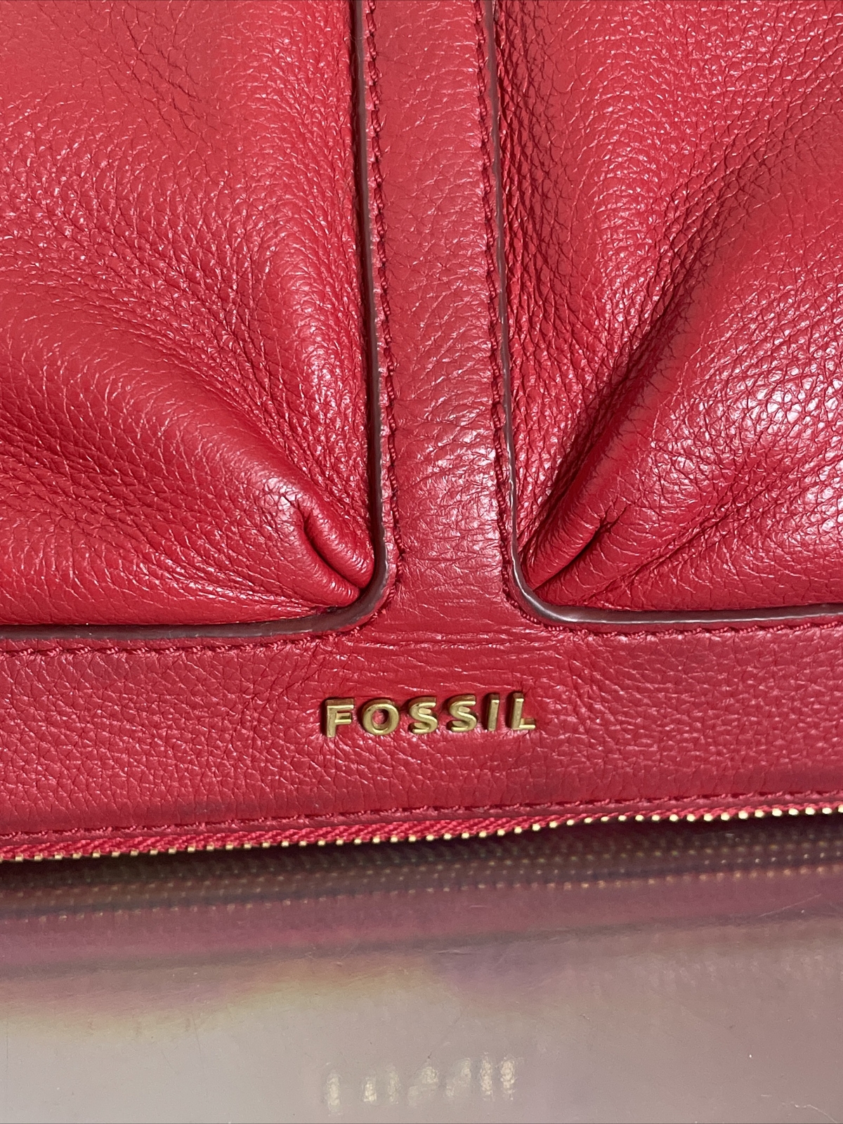 FOSSIL Expandable PIPER Crossbody Shoulder Bag Red Pebbled Leather