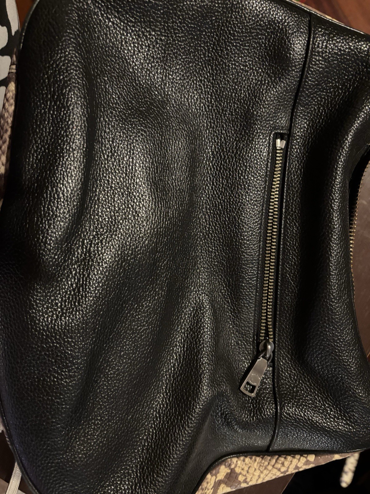 Coach Black Shoulder Bag Animal Print Trim Zip + Wristlet